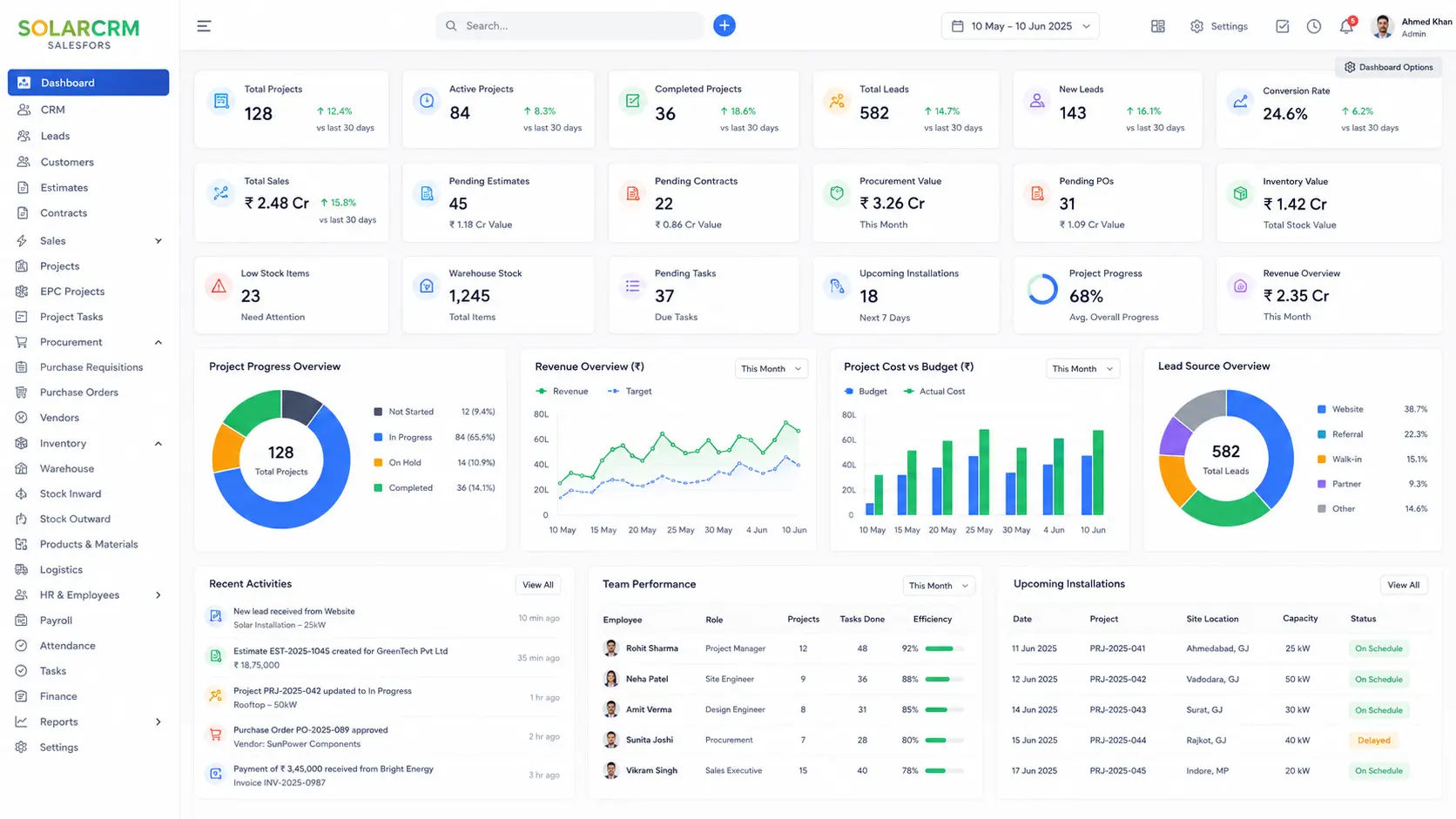 Solar EPC Business ERP Platform project preview